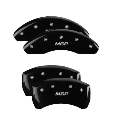 MGP 4 Caliper Covers Engraved Front & Rear Bowtie Black finish silver ch - 14241SBOWBK Cheap