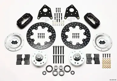 High Quality Wilwood Forged Dynalite Front Drag Kit Drilled Rotor 1965-1969 Mustang Disc & Drum Spindle - 140-4307-BD