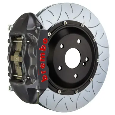 Budget Brembo 97-04 986 Boxster S Rear GTS BBK 4 Piston Cast 345x28 2pc Rotor Slotted Type-3-Black HA - 2P3.8026AS