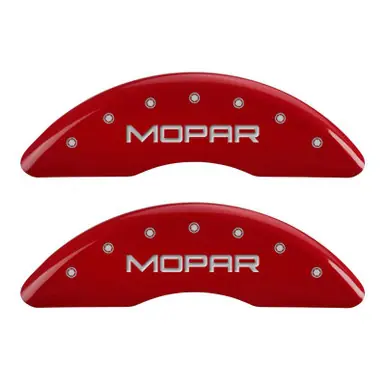 Trusted Brand MGP 4 Caliper Covers Engraved Front & Rear MOPAR Red finish silver ch - 32002SMOPRD