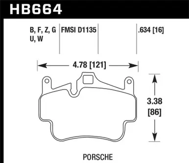 Clearance Hawk 05-08 Porsche 911 Carrera Front & Rear / 08 Boxster / 07-08 Cayman Front HPS Street Brake Pads - HB664F.634