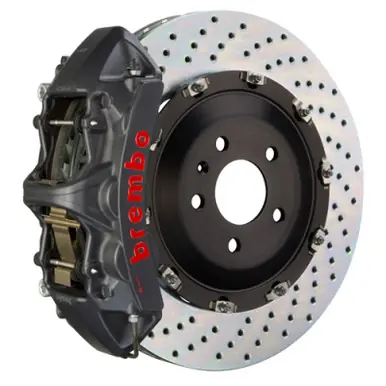 Same Day Shipping Brembo 03-16 Phantom Sedan/Coupe Front GTS BBK 6 Piston Cast 405x34 2pc Rotor Drilled-Black HA - 1N1.9525AS