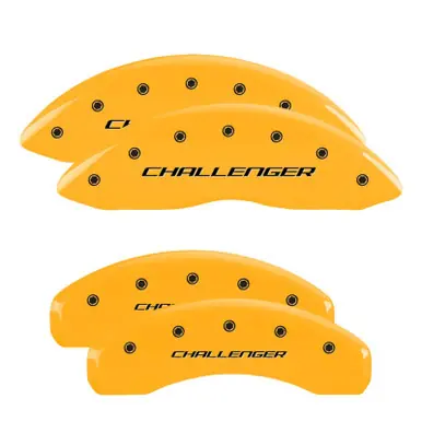 MGP 4 Caliper Covers Engraved Front & Rear Block/Challenger Yellow finish black ch - 12088SCLBYL Instant Buy