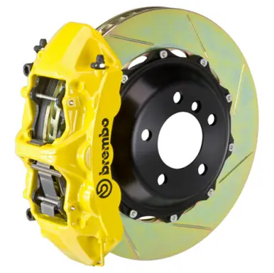 Brembo 08-15 Lancer Evo X Front GT BBK 6 Piston Cast 380x32 2pc Rotor Slotted Type-1- Yellow - 1M2.9024A5 Affordable
