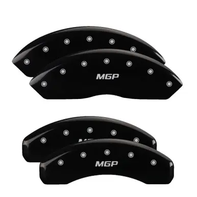 Clearance MGP 4 Caliper Covers Engraved Front & Rear MGP Black finish silver ch - 42014SMGPBK