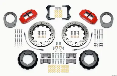 Wilwood Narrow Superlite 4R Front Hat Kit 12.88in Drill Red 76-77 Ford Bronco Dana 44 w/Lines - 140-13305-DR Direct From Factory