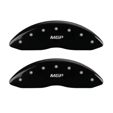 MGP 4 Caliper Covers Engraved Front & Rear MGP Black Finish Silver Char 2014 Chevrolet Express 2500 - 14243SMGPBK Next Day Delivery