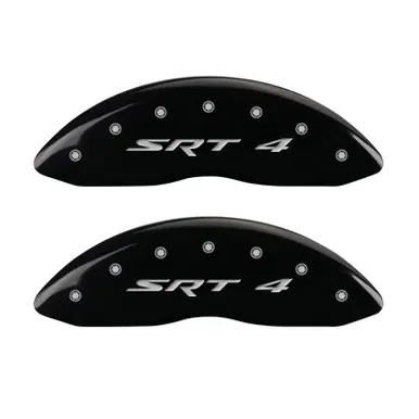 MGP Front set 2 Caliper Covers Engraved Front SRT4 Black finish silver ch - 12002FSR4BK Professional Grade