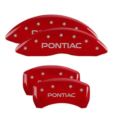 Handmade MGP 4 Caliper Covers Engraved Front & Rear Pontiac Red Finish Silver Char 2008 Pontiac G8 - 18011SPOPRD
