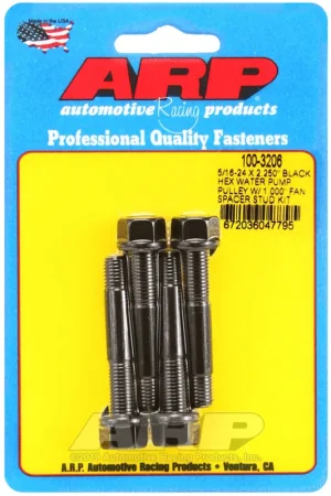 ARP 5/16-24 X 2.250 Black Hex Water Pump Pulley w/ 1.000in Fan Spacer Stud Kit Price Drop